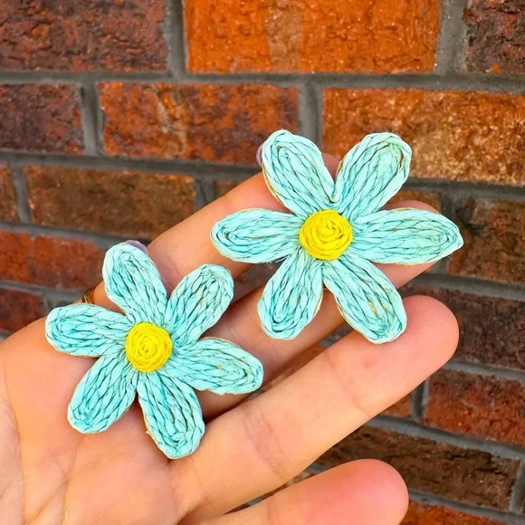 Lalita Boho Raffia Flower Earrings - Picture 4 of 9